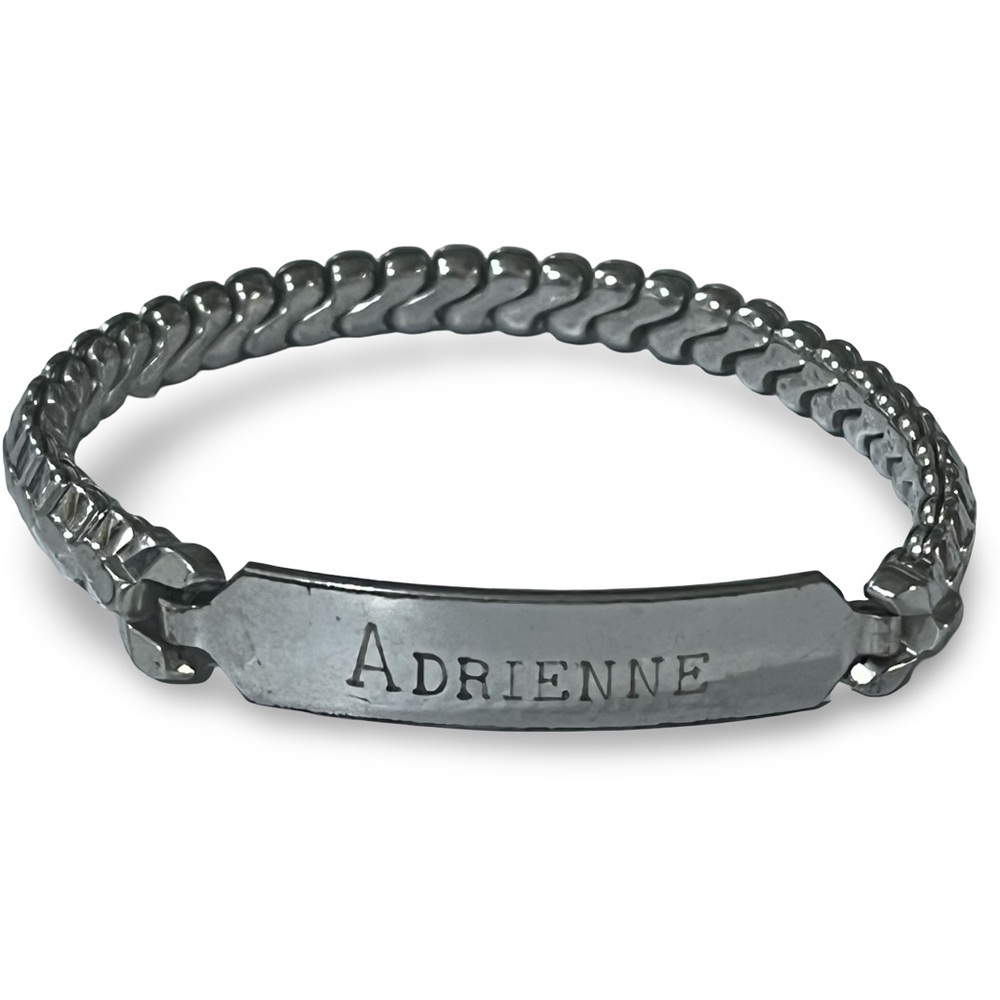 Vintage 50s Stainless Steel Speidel Expandable ID Bracelet “Adrienne”
